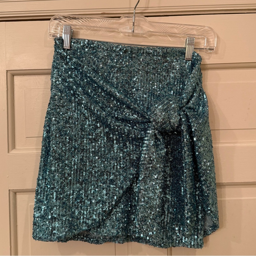 Show Me Your MuMu Blue Sparkly Skirt